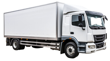 White truck isolated in white background, PNG.