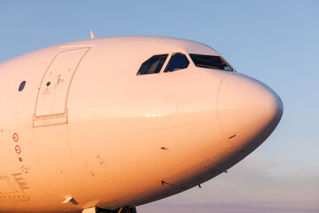 The nose cone of an airplane