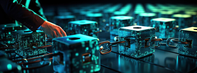 Blockchain and cryptocurrency trading technology concept