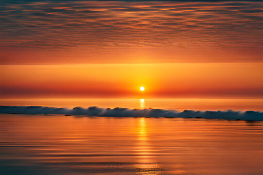 Sunrise on the sea at dawn in autumn_Generate AI