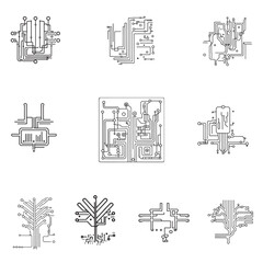 Set of circuit board patterns vectors