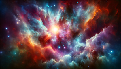 Fototapeta na wymiar Space background with nebula, stars, and deep space, capturing the cosmic mystery.