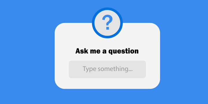 Ask me a question icon in flat style. Vector illustration on a blue background. Help button sign business concept. eps10