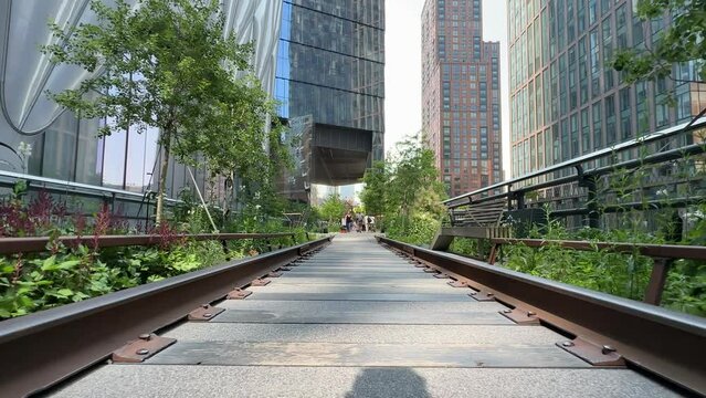 The Highline, old rail trail and park in Manhattan, New York City, USA