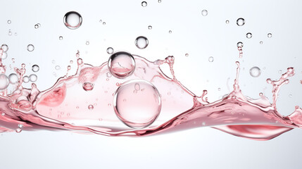transparent purple water bubbles against a white background graphic element or symbol for refreshment and rejuvenation in the wellness and cosmetics industry advertising