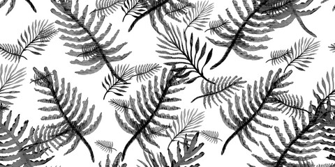 Hibiscus Tropical. Smoke Flower Leafes. Silver Tropical Leaves Hibiscus. Philodendron Leaf. Tropic Watercolor. White Palm Leaf Drawing. Invite Paradise.