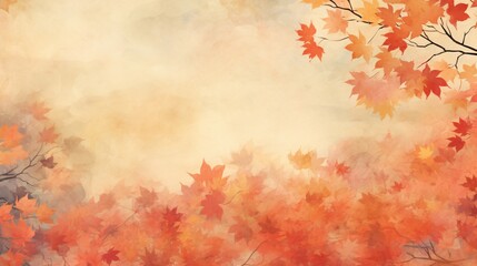 Naklejka na ściany i meble watercolor Maple leaves on Japanese paper background
