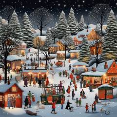christmas town in the winter