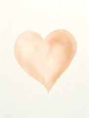 Drawing of a Heart in beige Watercolors on a white Background. Romantic Template with Copy Space