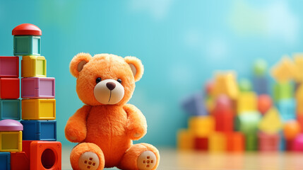 beautiful children's toys background. copy space