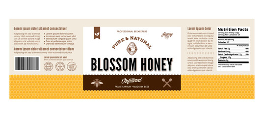 Honey label or packaging design template. Vector honey illustration