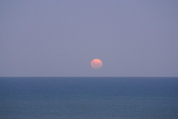 Pink moon over sky