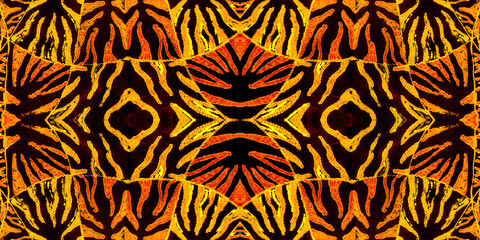 Bronze African Animal. Zebra Fur Seamless. Zebra Print. Orange Tropical Jungle Design. Fire Zebra Print Seamless Pattern. Red Zebra Print Background.