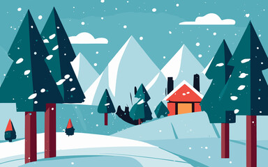 Obraz na płótnie Canvas Vector illustration of a winter landscape.