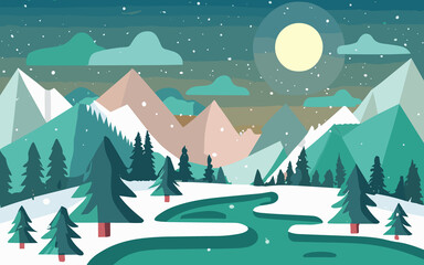 Vector illustration of a winter landscape.