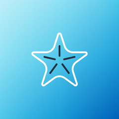 Obraz premium Line Starfish icon isolated on blue background. Colorful outline concept. Vector