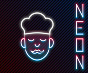 Glowing neon line Cook icon isolated on black background. Chef symbol. Colorful outline concept. Vector