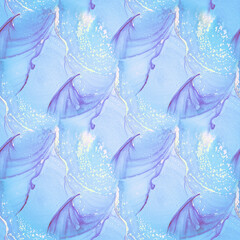 Green Alcohol Ink Abstract Art. Aquamarine Seamless Paint. Indigo Alcohol Ink Texture. Marbling Paint Background. Blue Oil Painting Colours. Turquoise Oil Colored.