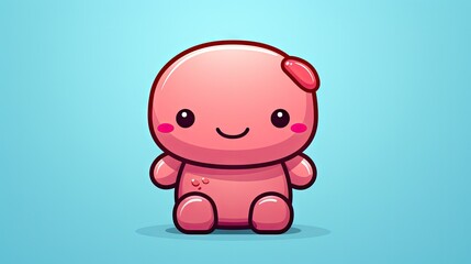  a pink teddy bear with a pink bow on its head, sitting in front of a blue background, with a smile on it's face and a pink nose.  generative ai