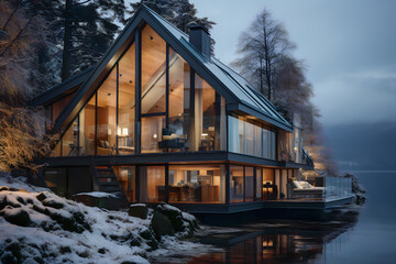 Fototapeta na wymiar house in the mountains in winter