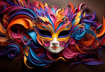 illustration of a typical mardi gras mask full of colors, concept carnival - obrazy, fototapety, plakaty