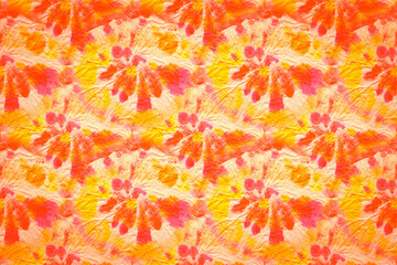 Hippie Color. Vivid Print. Pink 70s Hippies. 60s