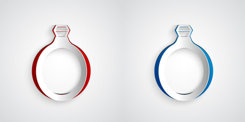 Paper cut Diamond engagement ring icon isolated on grey background. Paper art style. Vector