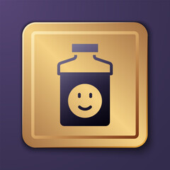 Purple Antidepressants icon isolated on purple background. Gold square button. Vector