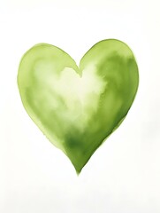 Drawing of a Heart in khaki Watercolors on a white Background. Romantic Template with Copy Space