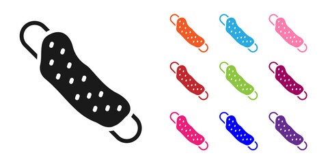 Black Washcloth icon isolated on white background. Bath house sauna washcloth sign. Item for pleasure and relaxing. Set icons colorful. Vector