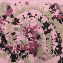 Shibori Spiral. White Fabric Texture Hippie. Pink
