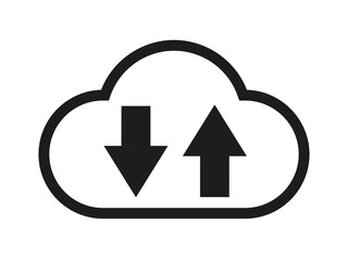 Cloud download and upload icon. Cloud with arrow up and down simple sign - stock vector