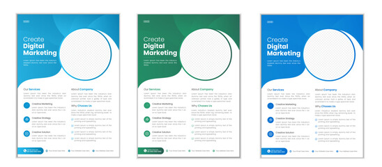 Corporate business flyer template design. marketing, business proposal, promotion, advertise, publication, cover page. new digital marketing flyer set.