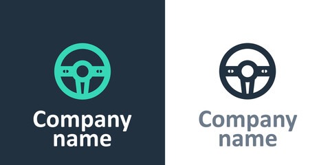 Logotype Steering wheel icon isolated on white background. Car wheel icon. Logo design template element. Vector - obrazy, fototapety, plakaty