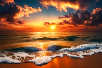 Nice sunset scene over sea