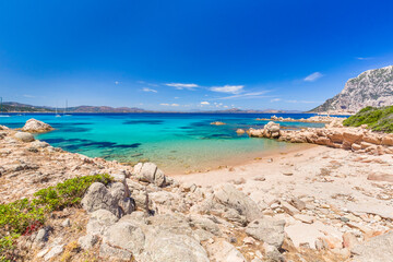 Fototapeta na wymiar Cala Spagnola beach, Molara island, Olbia area, Sardinia, Italy, Europe