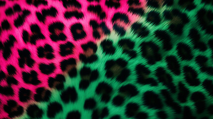 Seamless leopard/jaguar print with black spots on neon pink green background. Vector illustration animal print, surface pattern. Punk rock eighties/80s fashion style textile pattern.