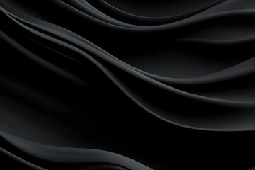 a luxurious black background, the fabric lies in soft waves. chiffon, translucent material. view from above. folds of dark fabric.