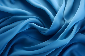 Obraz premium blue abstract background, the fabric lies in soft waves. chiffon, translucent material. view from above. folds of fabric.