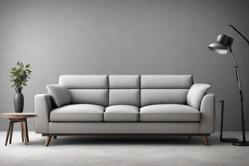 light Grey sofa or couch with side tables on a grey background.