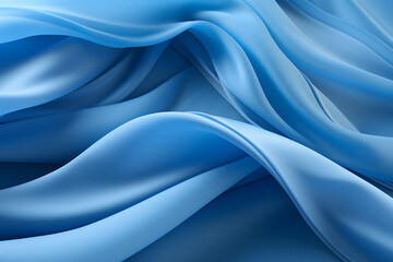 blue abstract background, the fabric lies in soft waves. chiffon, translucent material. view from above. folds of fabric. - obrazy, fototapety, plakaty