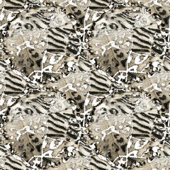 Print Skin Animal. Acrylic Vintage Sketch. Grey