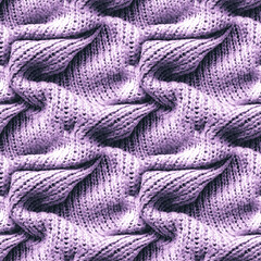 Violet Knitted Blanket. White Clothes. Lavender