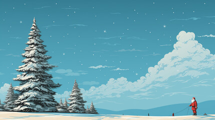 dibujo de arte navideño vacaciones de año nuevo Limpio Diseño de base vacío gratuito en blanco para una tarjeta navideña del sitio web fondo de pantalla de póster, nuevo, año nuevo, árbol de Navidad,  - obrazy, fototapety, plakaty