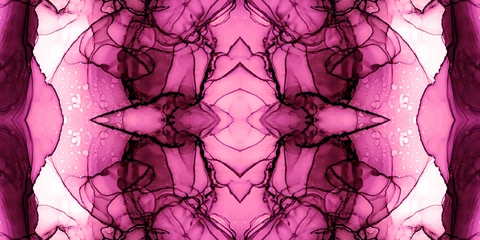 Foto op Aluminium Purple Background Makeup. Brown Stained Glass Making. Coral Abstract Pattern Design. Stained Glass Sea. Background Glass. Passion Kaleidoscope Child. © Alina