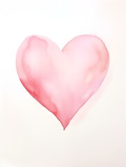 Obraz premium Drawing of a Heart in pink Watercolors on a white Background. Romantic Template with Copy Space