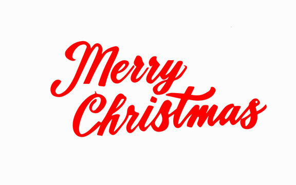 Merry Christmas red vectorized lettering. Handwritten modern calligraphy.