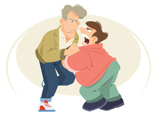 Men argue furiously. Illustration for internet and mobile website.