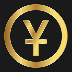 Obraz premium Gold icon of Chinese yuan yen symbol Concept of internet currency