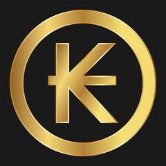 Gold icon of Kip Concept of internet web currency